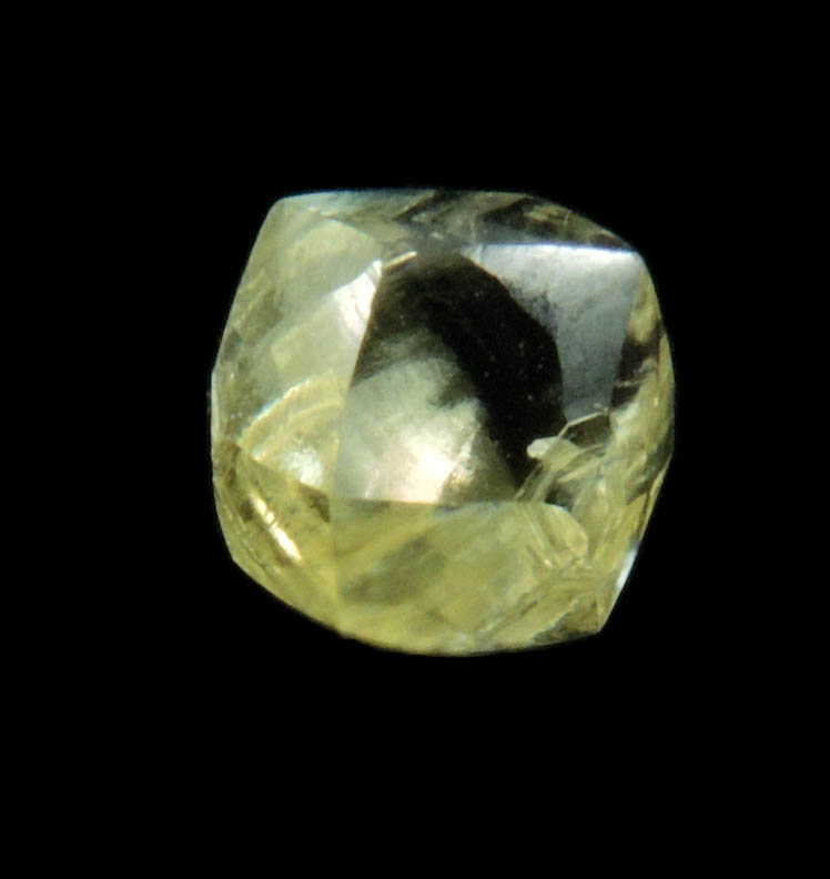 Diamond (0.84 carat yellow gem-grade dodecahedral rough diamond) from Jwaneng Mine, Naledi River Valley, Botswana
