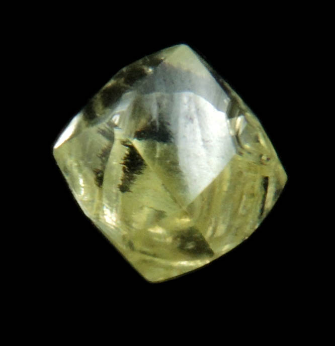 Diamond (0.84 carat yellow gem-grade dodecahedral rough diamond) from Jwaneng Mine, Naledi River Valley, Botswana