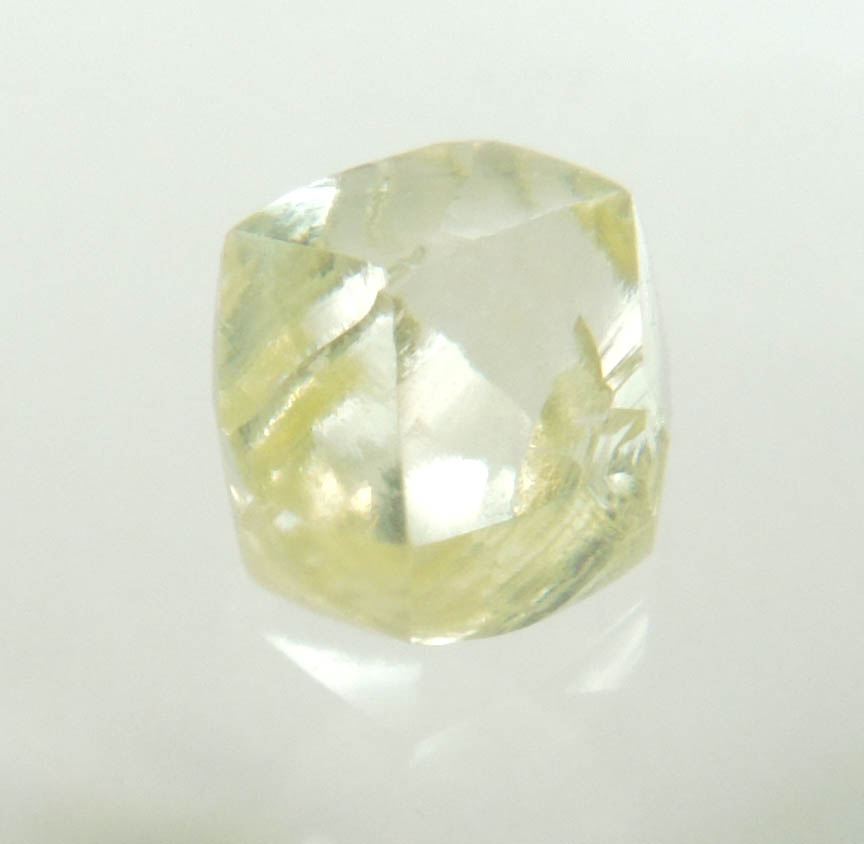 Diamond (0.84 carat yellow gem-grade dodecahedral rough diamond) from Jwaneng Mine, Naledi River Valley, Botswana