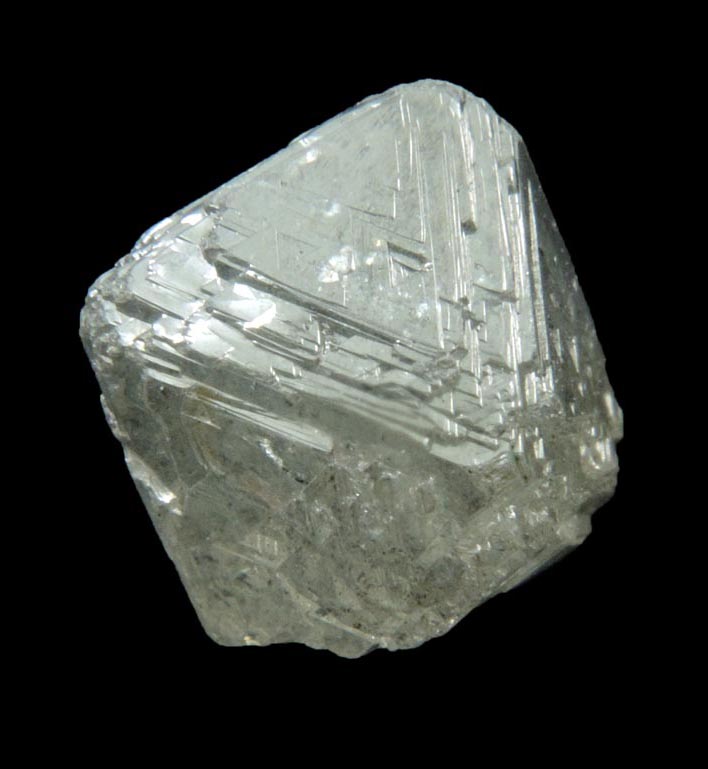 Diamond (7.68 carat gray octahedral crystal) from Oranjemund District, southern coastal Namib Desert, Namibia