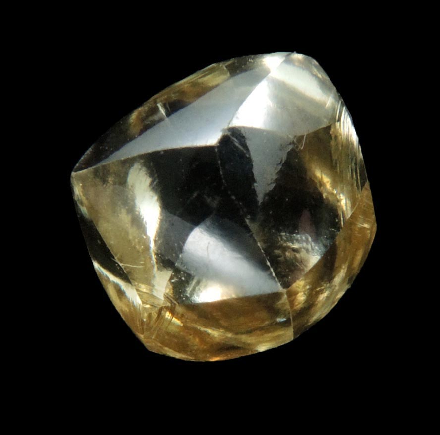 Diamond (1.79 carat cuttable gem-grade fancy yellow-sherry tetrahexahedral crystal) from Almazy Anabara Mine, Sakha (Yakutia) Republic, Siberia, Russia