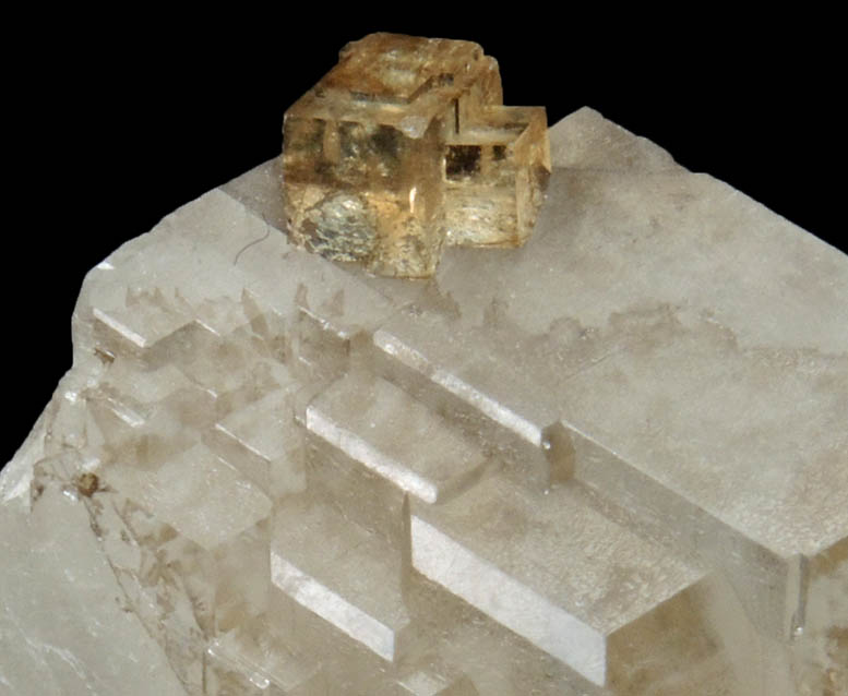 Fluorite on Calcite from Cave Stone Co. Quarry, Norristown, Shelby County, Indiana