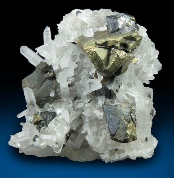 Chalcopyrite and Sphalerite on Quartz from Bandora Mine, Silverton, San Juan County, Colorado