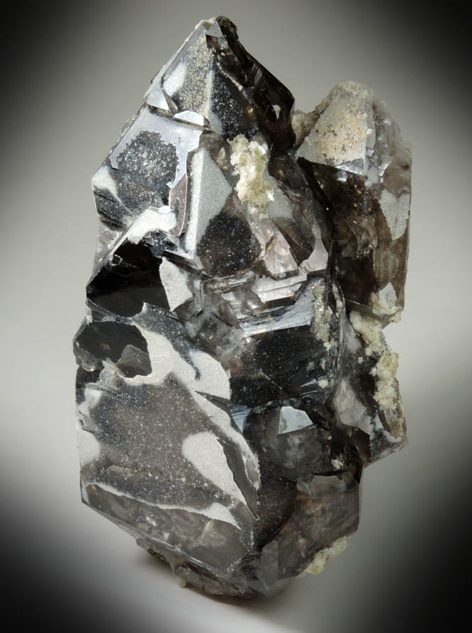 Quartz var. Smoky Quartz with thin coating of colorless Quartz from Havey Quarry, Poland, Androscoggin County, Maine