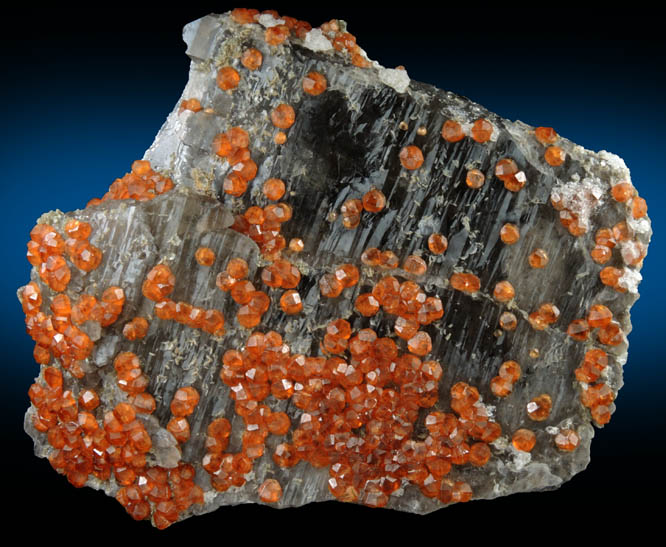 Spessartine Garnet on Smoky Quartz with Hyalite Opal from Tongbei-Yunling District, Fujian Province, China