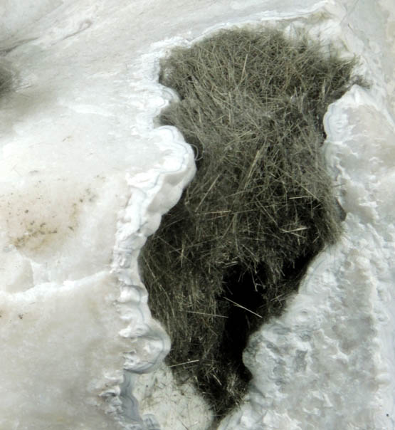 Millerite and Quartz from Ollie Quarry, south of Iowa City, Keokuk County, Iowa