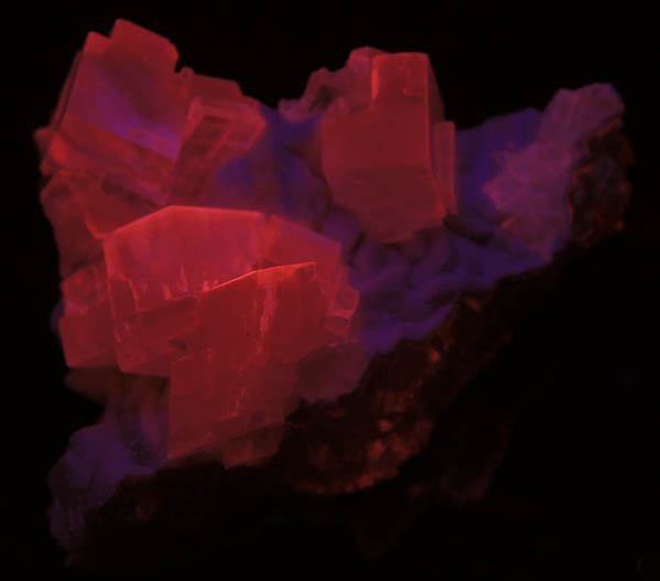 Photo below under shortwave ultraviolet illumination of Calcite on Calcite from Tsumeb Mine, Otavi-Bergland District, Oshikoto, Namibia Calcite on Calcite from Tsumeb Mine, Otavi-Bergland District, Oshikoto, Namibia