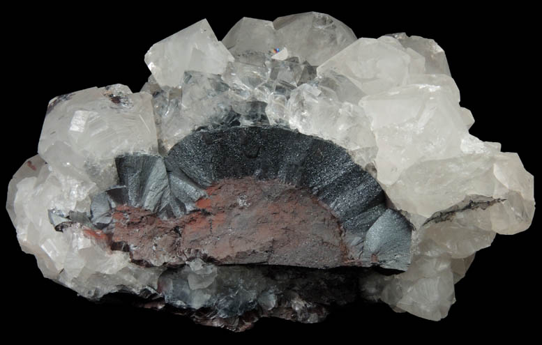 Quartz (di-pyramidal habit) over Hematite from Cleator Moor, West Cumberland Iron Mining District, Cumbria, England