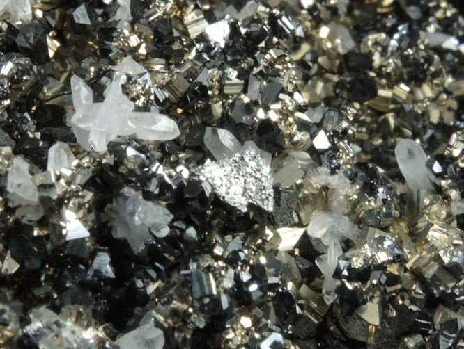 Tetrahedrite, Pyrite, Quartz, Sphalerite from Pachapaqui Mine, Bolognesi Province, Ancash Department, Peru