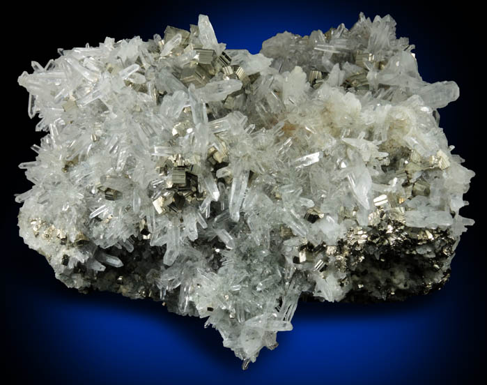 Pyrite and Quartz over Sphalerite from Animon Mine, Huaron District, Pasco Department, Peru