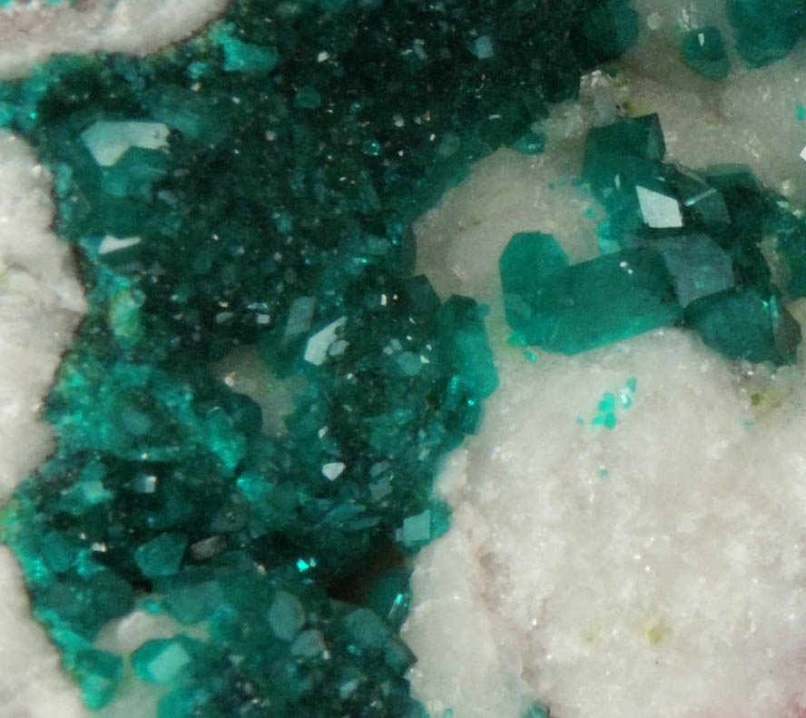 Dioptase on Calcite from Tsumeb Mine, Otavi-Bergland District, Oshikoto, Namibia