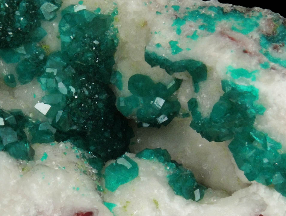 Dioptase on Calcite from Tsumeb Mine, Otavi-Bergland District, Oshikoto, Namibia