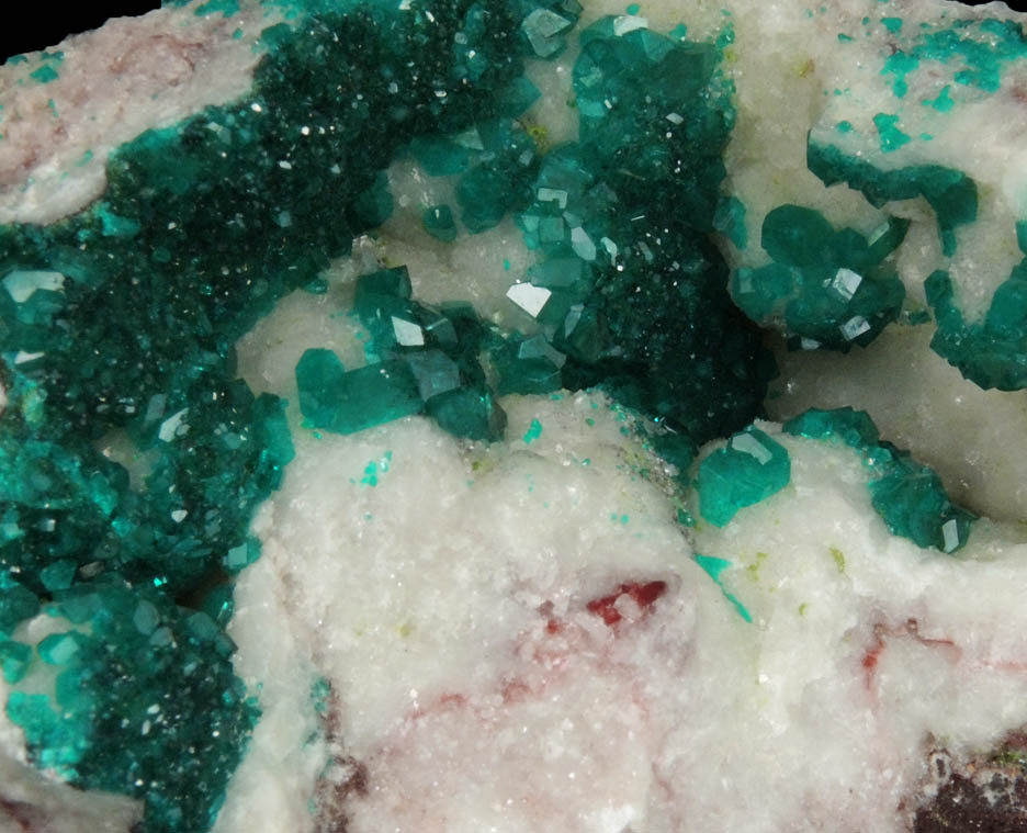 Dioptase on Calcite from Tsumeb Mine, Otavi-Bergland District, Oshikoto, Namibia