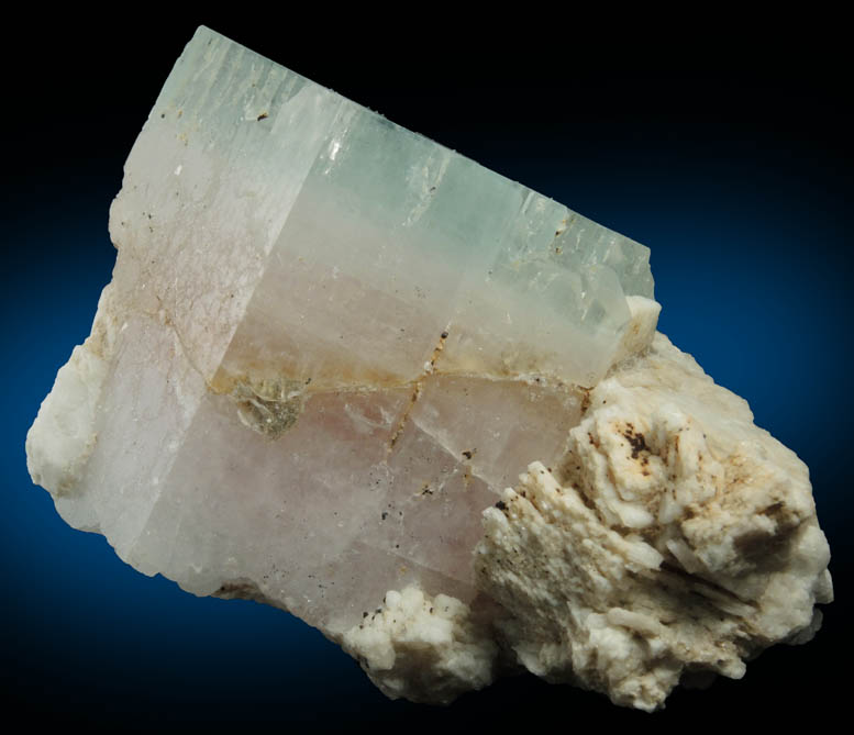 Beryl (bi-colored Aquamarine-Morganite) on Albite from Baha, Shigar Valley, Gilgit-Baltistan, Pakistan