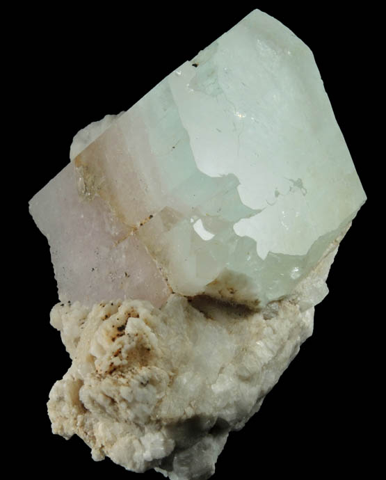 Beryl (bi-colored Aquamarine-Morganite) on Albite from Baha, Shigar Valley, Gilgit-Baltistan, Pakistan