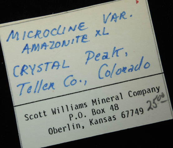 Microcline var. Amazonite with Albite from Crystal Peak area, 6.5 km northeast of Lake George, Park-Teller Counties, Colorado