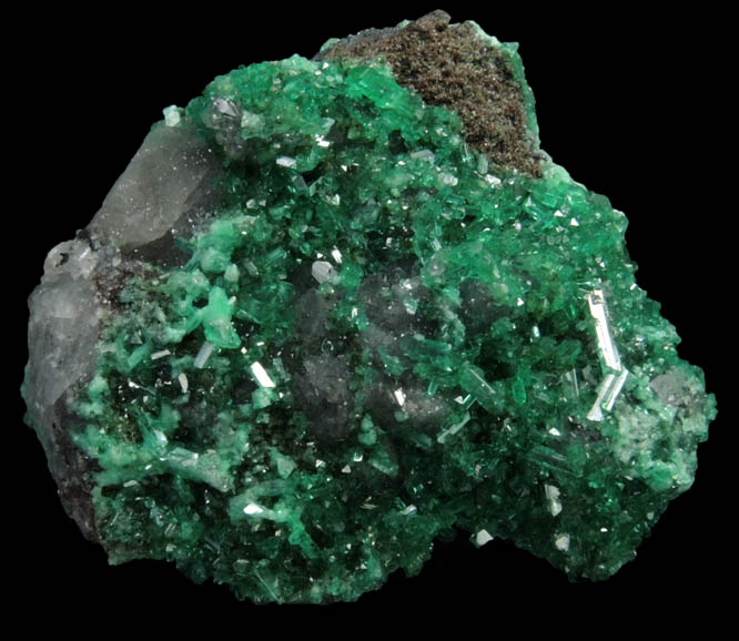 Adamite var. Cuproadamite on Quartz from Tsumeb Mine, Otavi-Bergland District, Oshikoto, Namibia