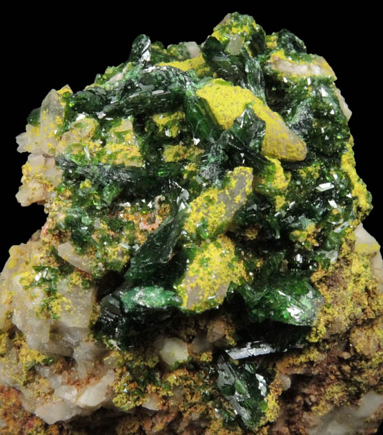 Adamite var. Cuproadamite with Ferrilotharmeyerite from Tsumeb Mine, Otavi-Bergland District, Oshikoto, Namibia (Type Locality for Ferrilotharmeyerite)