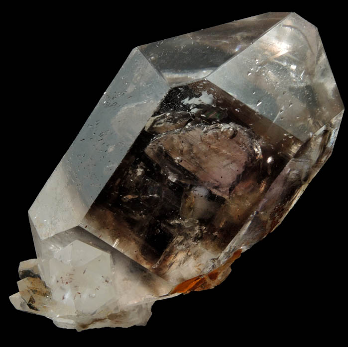 Quartz var. Smoky-Amethyst with two-phase inclusion (Enhydro) and unusual edge faces from Goboboseb Mountains, 43 km west of Brandberg Mountain, Erongo region, Namibia