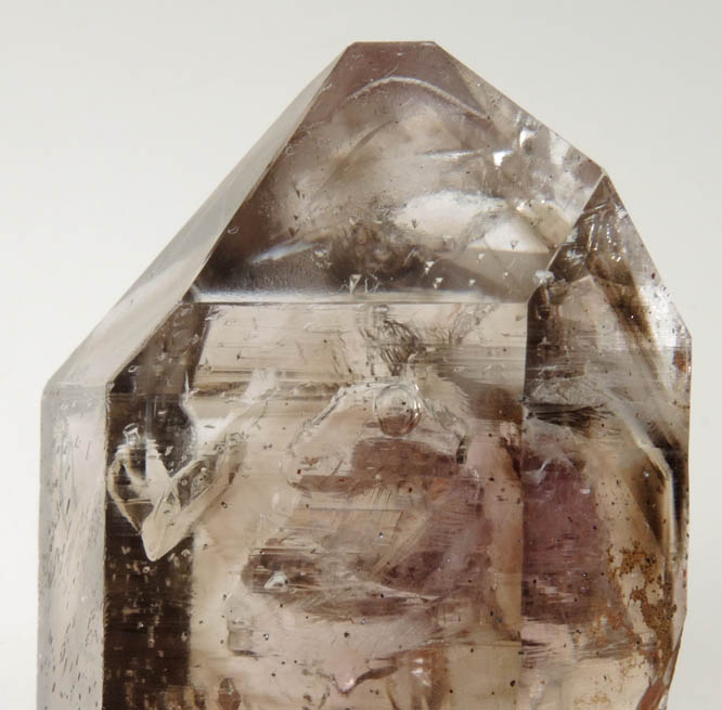 Quartz var. Smoky-Amethyst with two-phase inclusion (Enhydro) and unusual edge faces from Goboboseb Mountains, 43 km west of Brandberg Mountain, Erongo region, Namibia