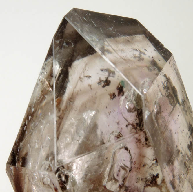 Quartz var. Smoky-Amethyst with two-phase inclusion (Enhydro) and unusual edge faces from Goboboseb Mountains, 43 km west of Brandberg Mountain, Erongo region, Namibia