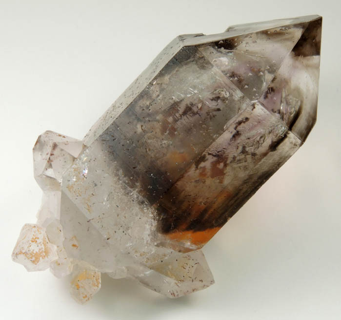 Quartz var. Smoky-Amethyst with two-phase inclusion (Enhydro) and unusual edge faces from Goboboseb Mountains, 43 km west of Brandberg Mountain, Erongo region, Namibia