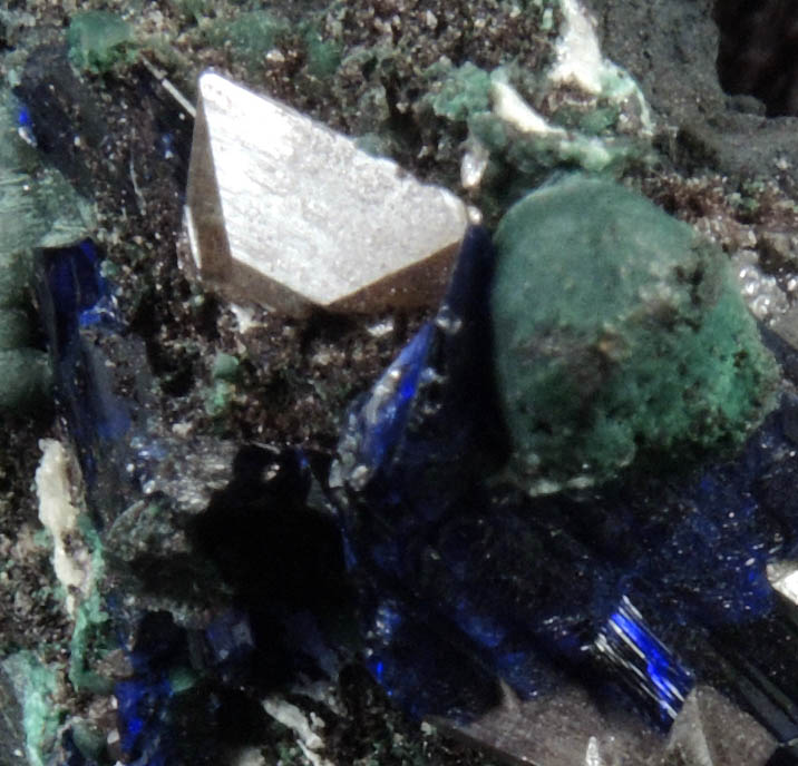 Wulfenite on Azurite and Malachite from Tsumeb Mine, Otavi-Bergland District, Oshikoto, Namibia