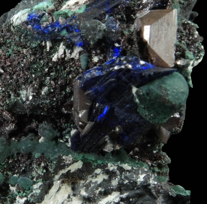 Wulfenite on Azurite and Malachite from Tsumeb Mine, Otavi-Bergland District, Oshikoto, Namibia