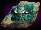 Dioptase on Calcite from Tsumeb Mine, Otavi-Bergland District, Oshikoto, Namibia