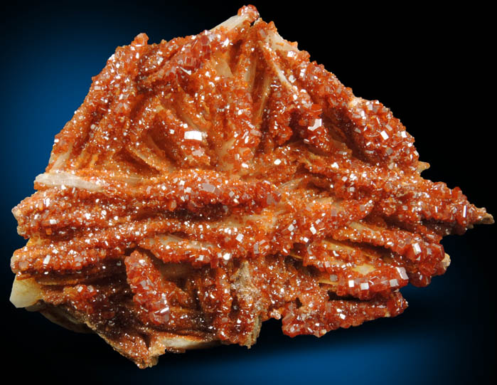 Vanadinite on Barite from Mibladen, Haute Moulouya Basin, Zeida-Aouli-Mibladen belt, Midelt Province, Morocco