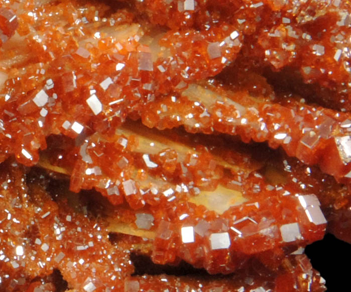 Vanadinite on Barite from Mibladen, Haute Moulouya Basin, Zeida-Aouli-Mibladen belt, Midelt Province, Morocco