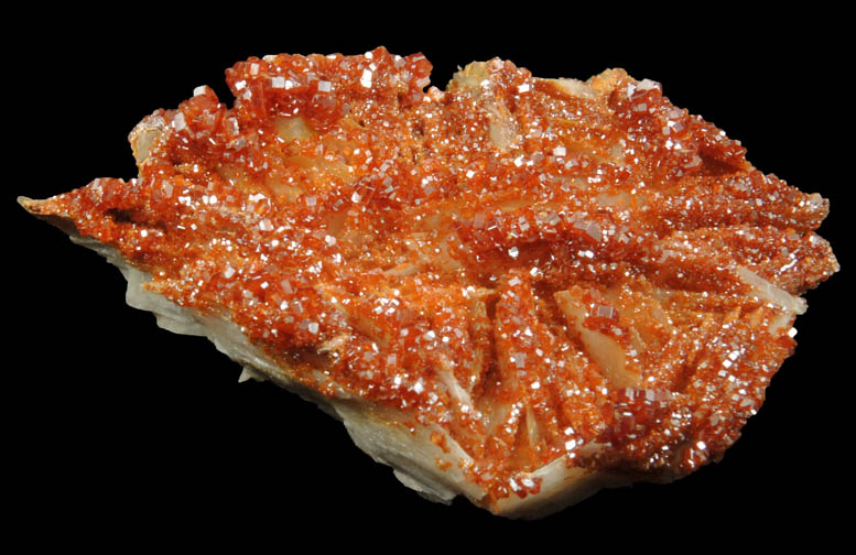 Vanadinite on Barite from Mibladen, Haute Moulouya Basin, Zeida-Aouli-Mibladen belt, Midelt Province, Morocco