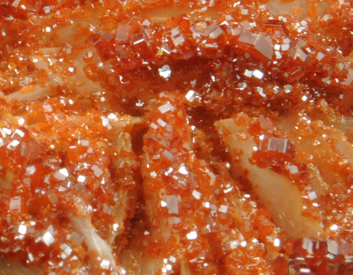 Vanadinite on Barite from Mibladen, Haute Moulouya Basin, Zeida-Aouli-Mibladen belt, Midelt Province, Morocco