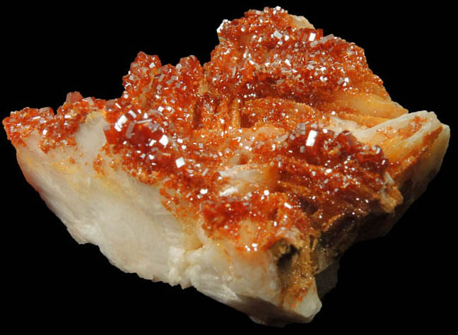 Vanadinite on Barite from Mibladen, Haute Moulouya Basin, Zeida-Aouli-Mibladen belt, Midelt Province, Morocco