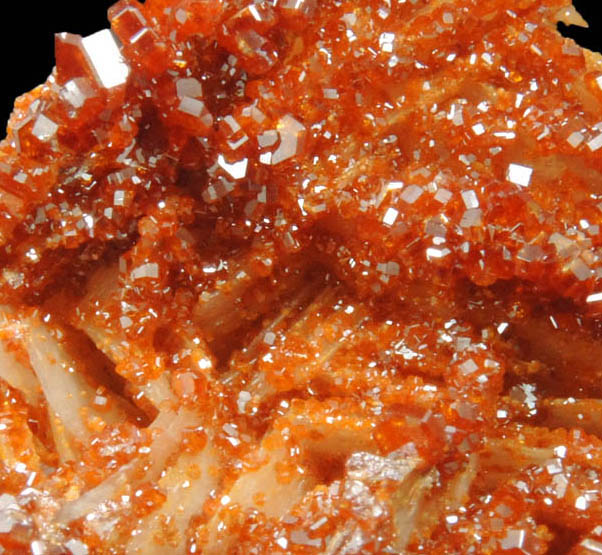 Vanadinite on Barite from Mibladen, Haute Moulouya Basin, Zeida-Aouli-Mibladen belt, Midelt Province, Morocco