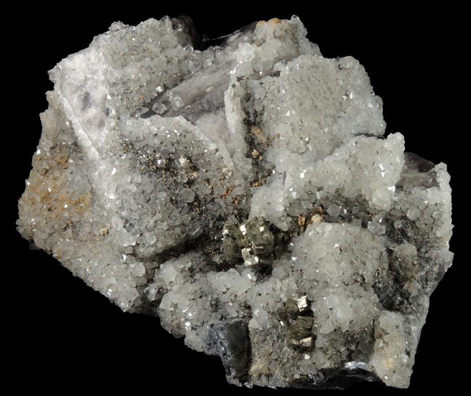 Quartz over Fluorite with Galena and Pyrite from Blackdene Mine, Ireshopeburn, Weardale, County Durham, England