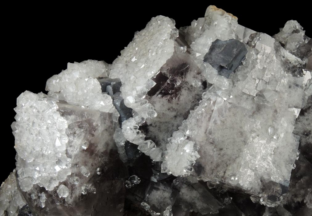 Quartz over Fluorite with Galena and Pyrite from Blackdene Mine, Ireshopeburn, Weardale, County Durham, England