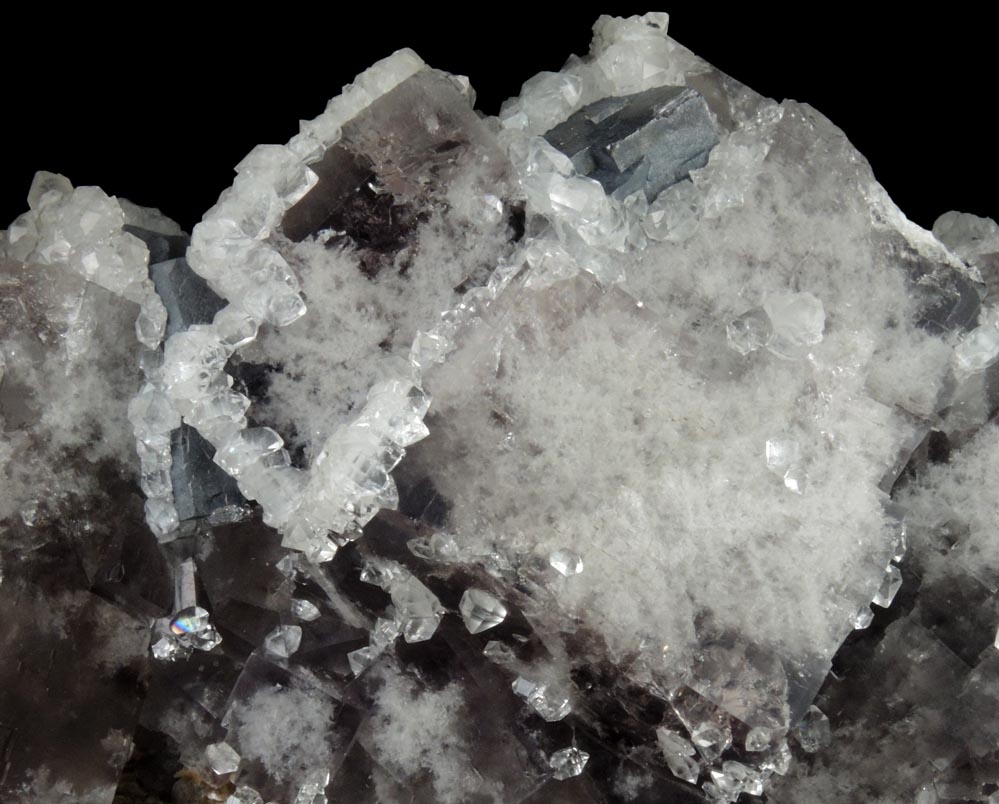 Quartz over Fluorite with Galena and Pyrite from Blackdene Mine, Ireshopeburn, Weardale, County Durham, England