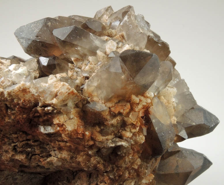 Quartz var. Smoky Quartz (Dauphin-law twins) on Microcline from Moat Mountain, west of North Conway, Carroll County, New Hampshire