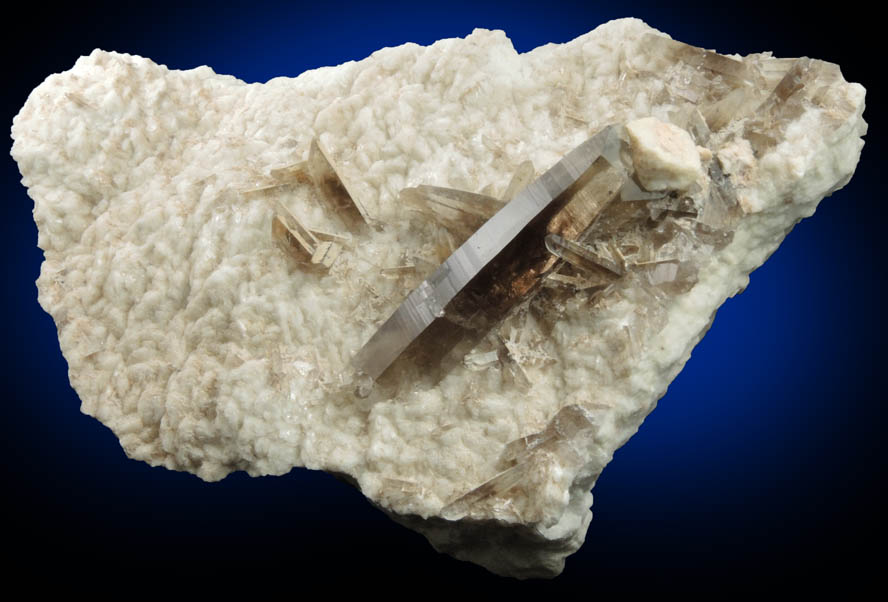 Quartz var. Smoky Quartz on Albite-Microcline from Peter's Pocket, Bartlett, Carroll County, New Hampshire