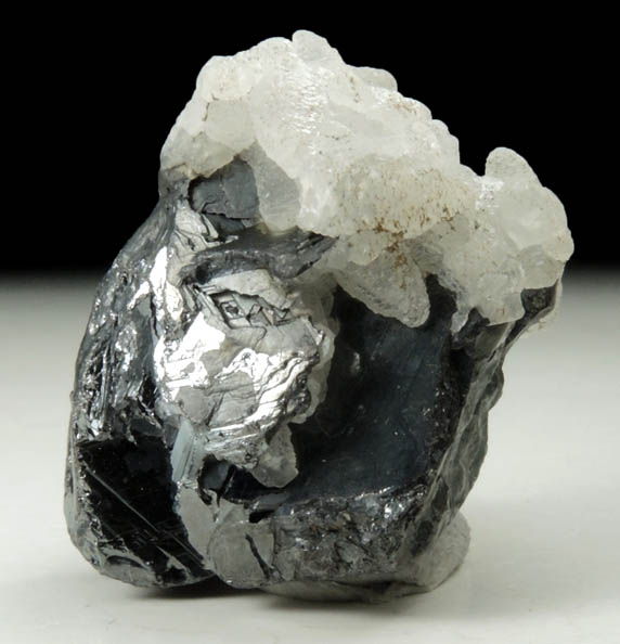 Calcite on Polybasite from Guanajuato Silver Mining District, Guanajuato, Mexico