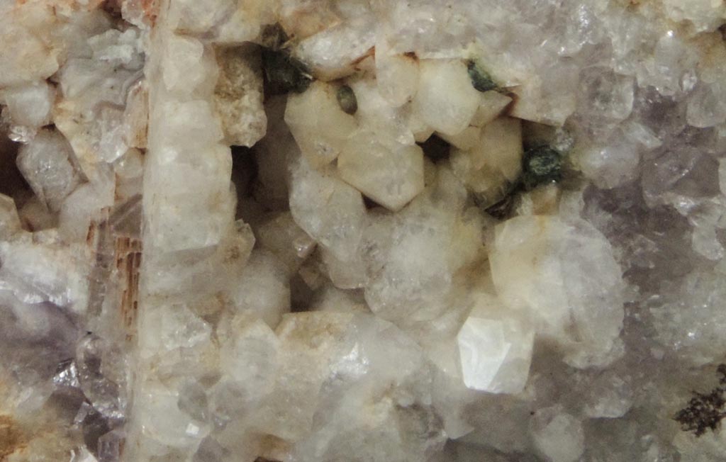 Quartz var. Amethyst with Prehnite, Heulandite and molds after Anhydrite from Upper New Street Quarry, Paterson, Passaic County, New Jersey