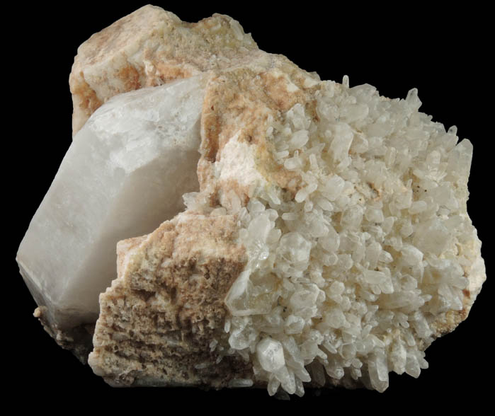 Quartz on Microcline-Albite from Bennett Quarry, Buckfield, Oxford County, Maine