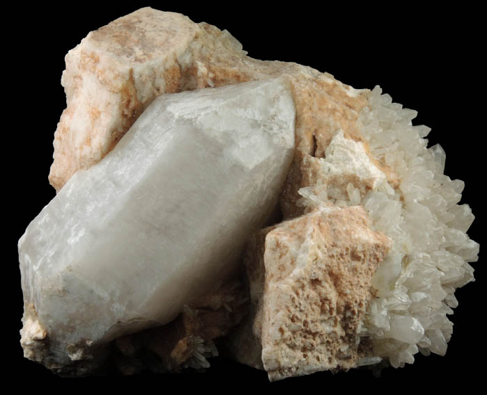 Quartz on Microcline-Albite from Bennett Quarry, Buckfield, Oxford County, Maine