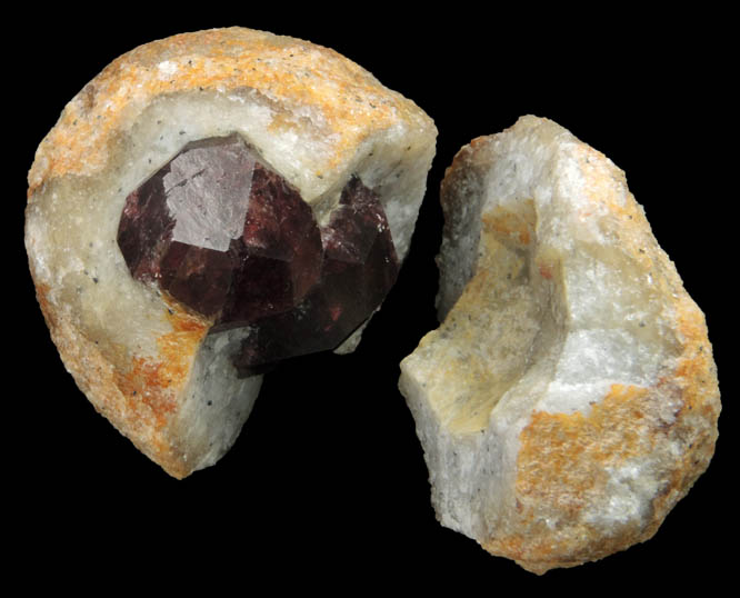 Almandine Garnet in Quartz nodule from Serrote Redondo, near Pedra Lavrada, Paraiba, Brazil