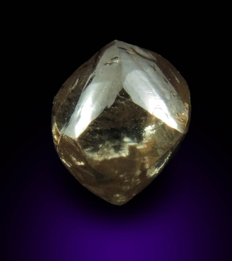 Diamond (2.33 carat sherry-colored tetrahexahedral uncut diamond) from Vaal River Mining District, Northern Cape Province, South Africa