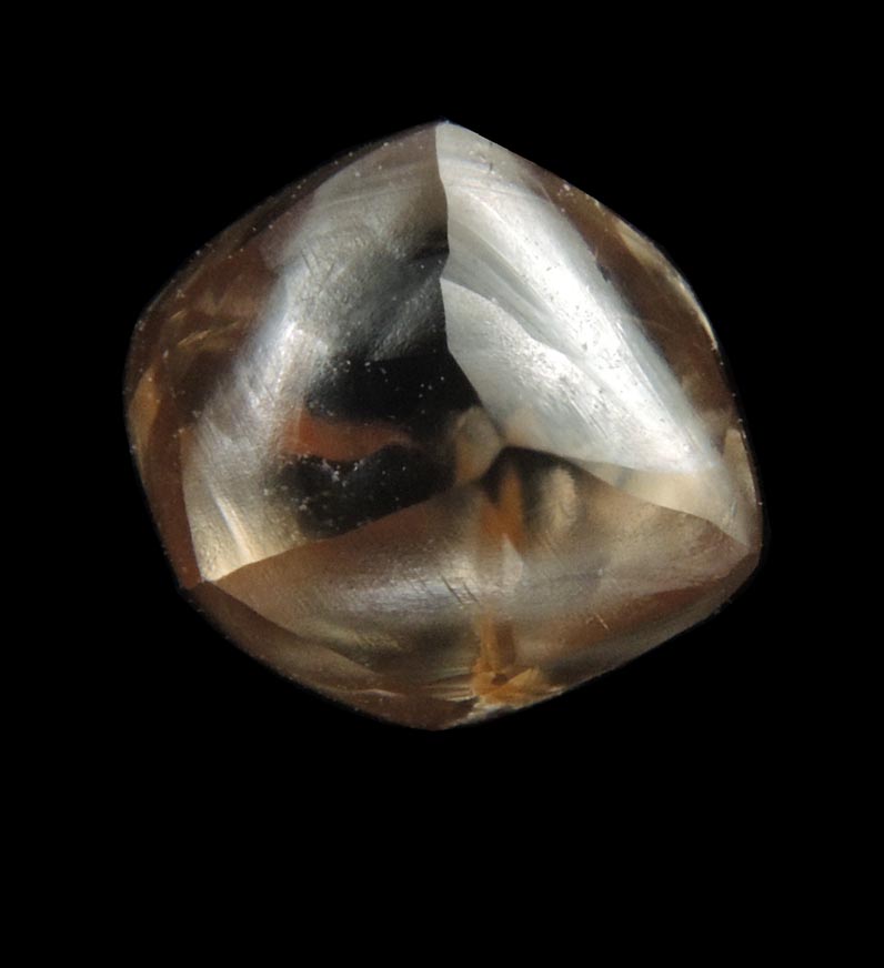 Diamond (2.20 carat brown tetrahexahedral crystal) from Vaal River Mining District, Northern Cape Province, South Africa