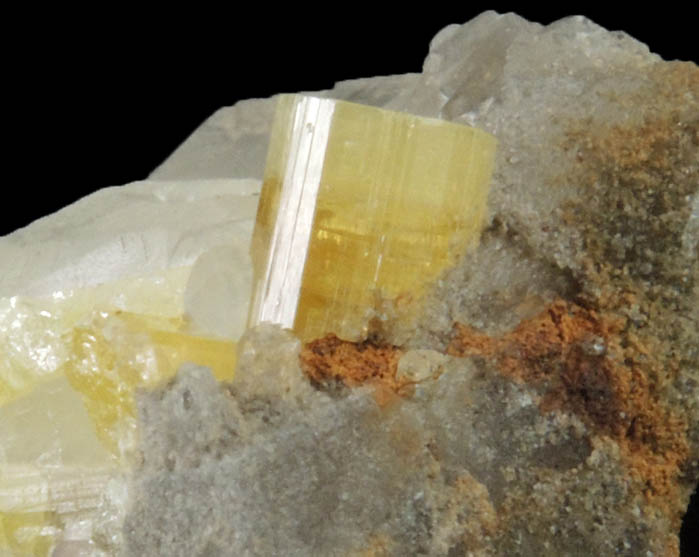 Vanadinite var. Endlichite and Calcite from Hillsboro, Sierra County, New Mexico
