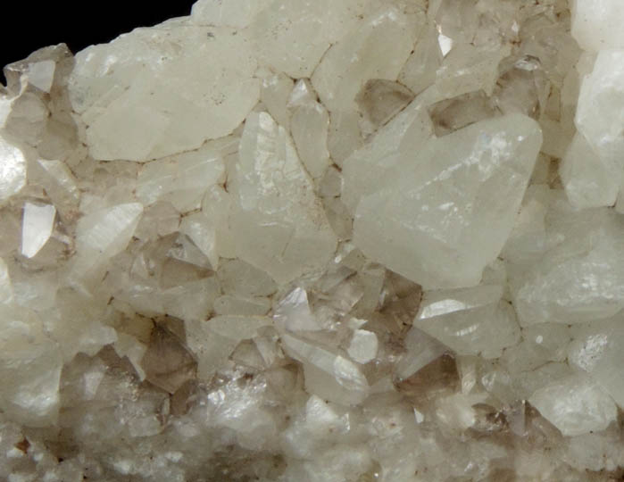 Calcite, Smoky Quartz, Palygorskite from Connecticut Agstone Quarry, Danbury, Fairfield County, Connecticut