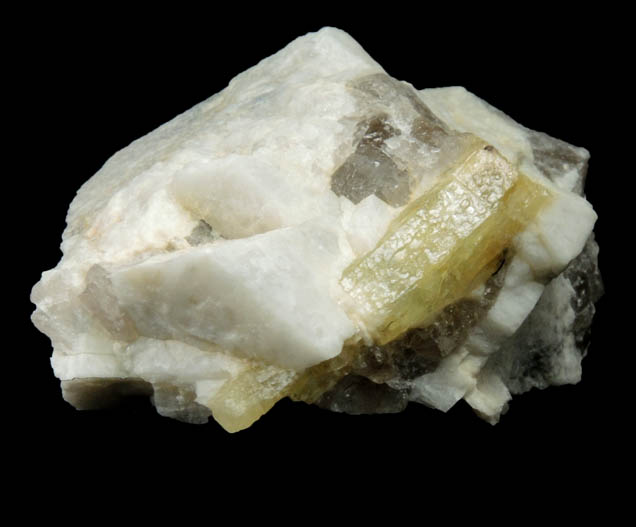 Beryl var. Heliodor in Albite from Slocum Beryl Prospect, East Hampton, Middlesex County, Connecticut